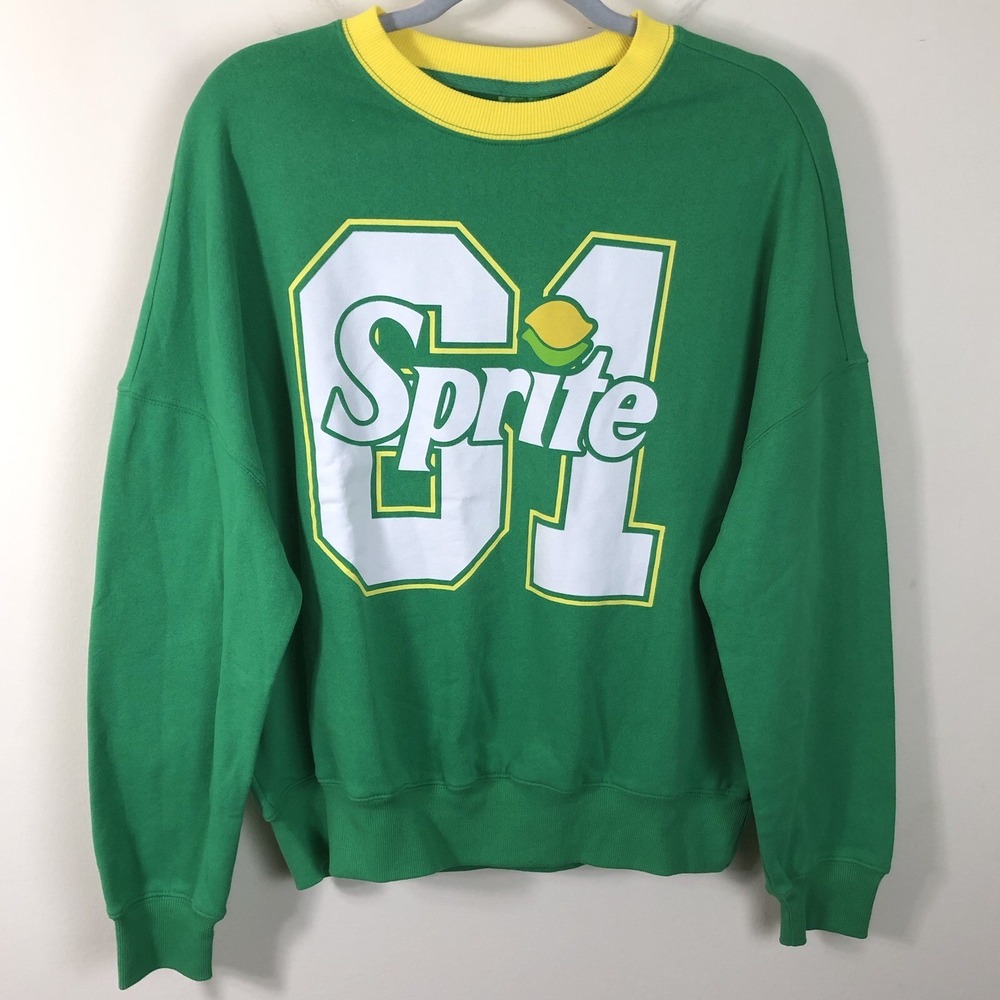 Sprite 61 Dolman Sleeves Sweatshirt Crewneck Women's M Green Coca Cola Soda Fun